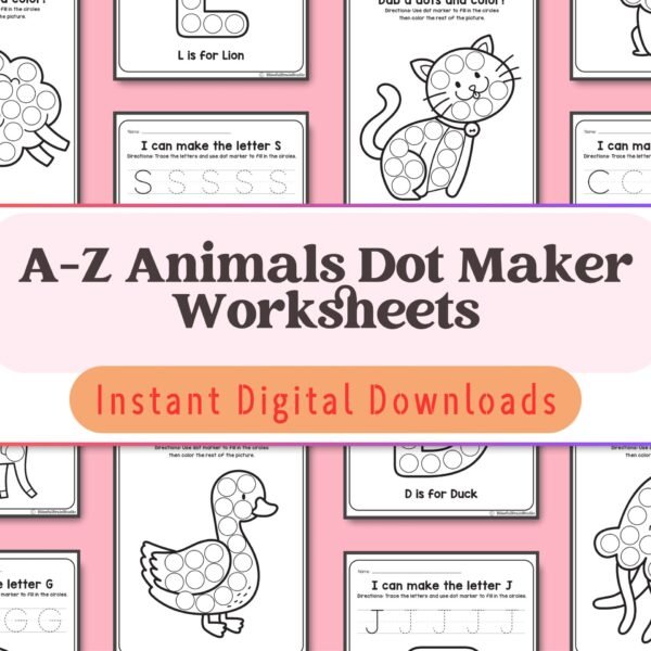 Introduce your child to uppercase letters and animals with fun dot marker worksheets, perfect for early learners aged 3-5.