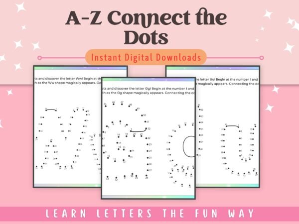 Help your child learn the alphabet with our A-Z Connect the Dots game. Great for both uppercase and lowercase letter practice, perfect for ages 4-7!
