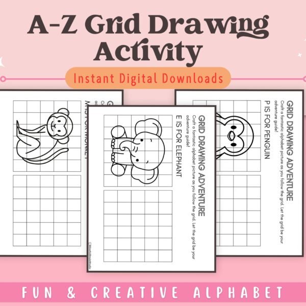 Help your kids develop drawing skills and learn the alphabet with our A-Z Grid Drawing Activity. Ideal for ages 4-8!