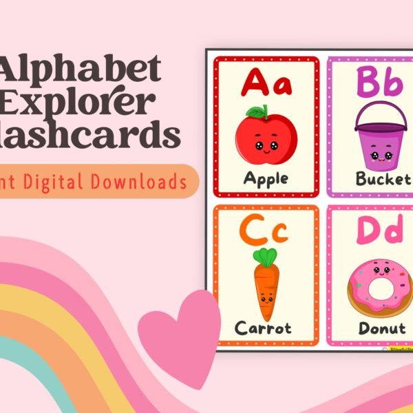 Set off on an alphabet adventure! Ideal for kids aged 2-5, these flashcards turn letter learning into an interactive, playful journey.