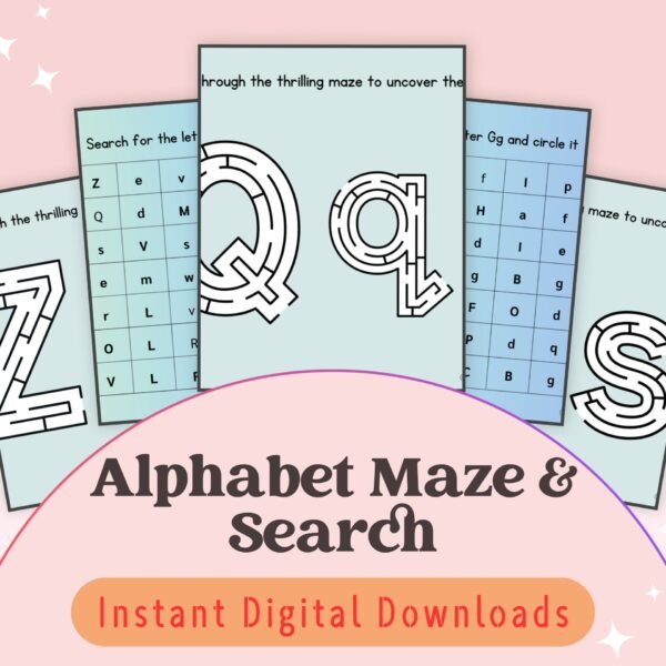 Perfect for curious minds, this alphabet maze and word search set invites young learners on a thrilling journey through letters and words. A delightful way for kids around 4-6 years to boost letter recognition and problem-solving skills!