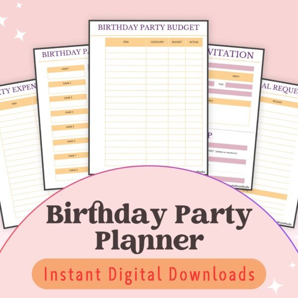 Planning your child’s birthday shouldn’t be stressful! Our Ultimate Birthday Party Planner helps you organize the perfect celebration, packed with party invitations, tracker, checklists and budgeting for a joyful and stress-free event.