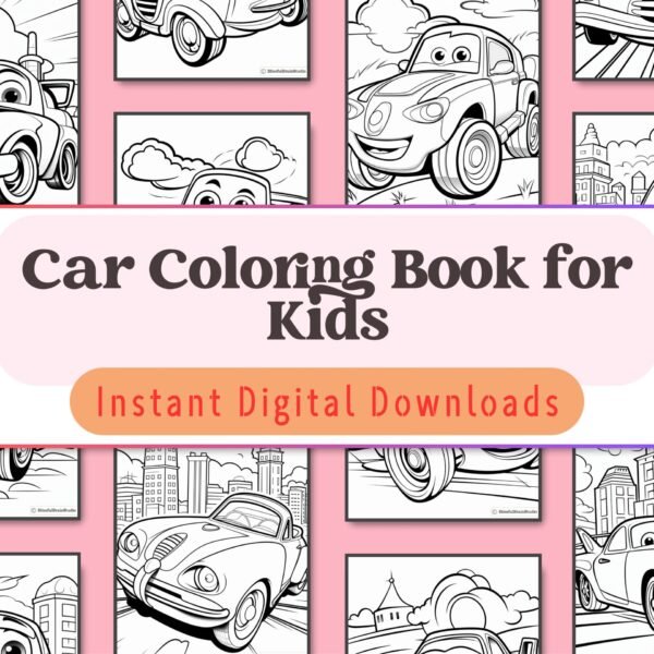 Zoom into a world of creativity with this car-themed coloring book, perfect for young car enthusiasts aged 4-7 who love fast wheels and fun designs.