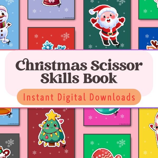 Ideal for ages 3-6! Improve scissor skills with this fun Christmas activity book, featuring festive cut-outs like Santa and candy sticks.