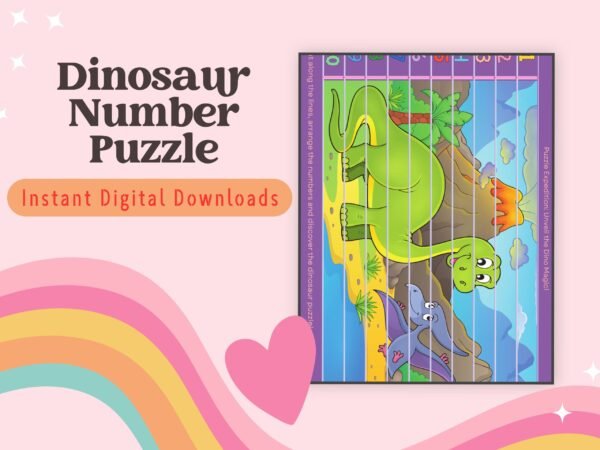 Boost number recognition with our fun Dinosaur Cut Puzzle! Perfect for kids ages 3-6 to learn numbers 1-10 through a hands-on activity.