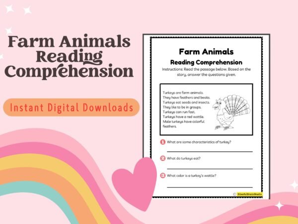 Let your little learner discover the wonders of farm life while developing essential reading comprehension skills. Designed for kids aged 4 to 7 years.
