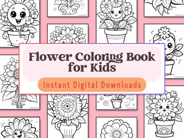 Kids aged 4-8 can explore a blooming garden of creativity with this beautiful flower-themed coloring book, filled with intricate designs and floral wonders.