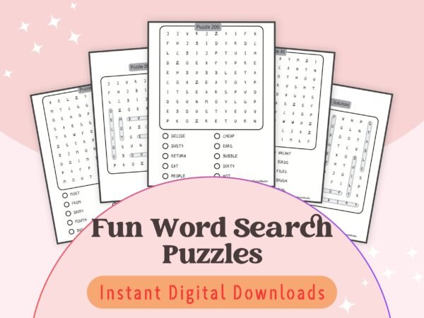 For kids aged 6-10, these word search puzzles make language learning a playful adventure! Each puzzle helps improve vocabulary and spelling while keeping them excited and engaged in the process.