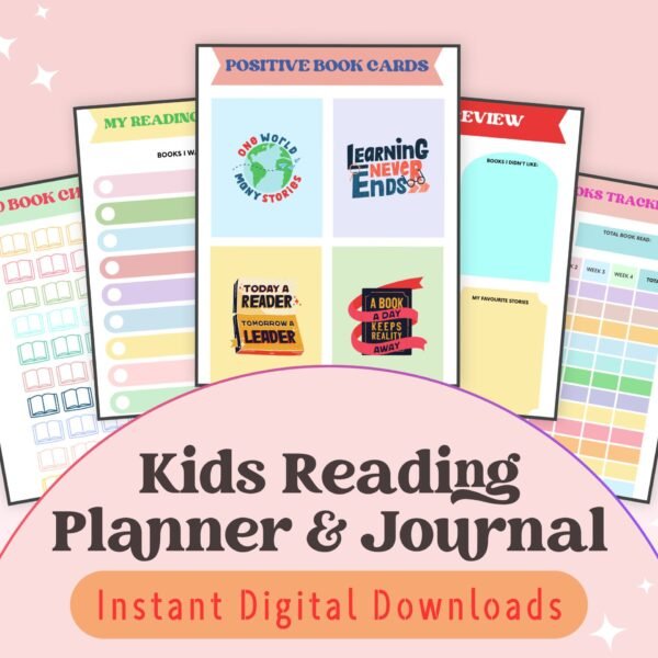 Help your child track their reading journey and reflect on the stories they love with our Kids Reading Planner & Journal. Perfect for ages 5-10!