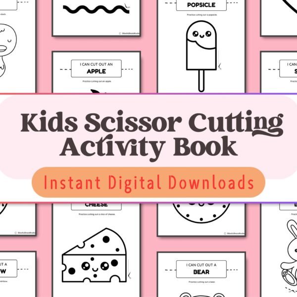 Ideal for ages 3-6! Help your child build scissor skills with fun animal, shape, and object cut-outs like frogs, stars, and rainbows.