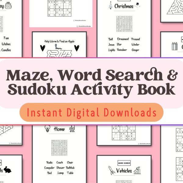 Brain-boosting fun for kids aged 5-8! Enjoy mazes, word searches, and Sudoku puzzles that enhance problem-solving skills.