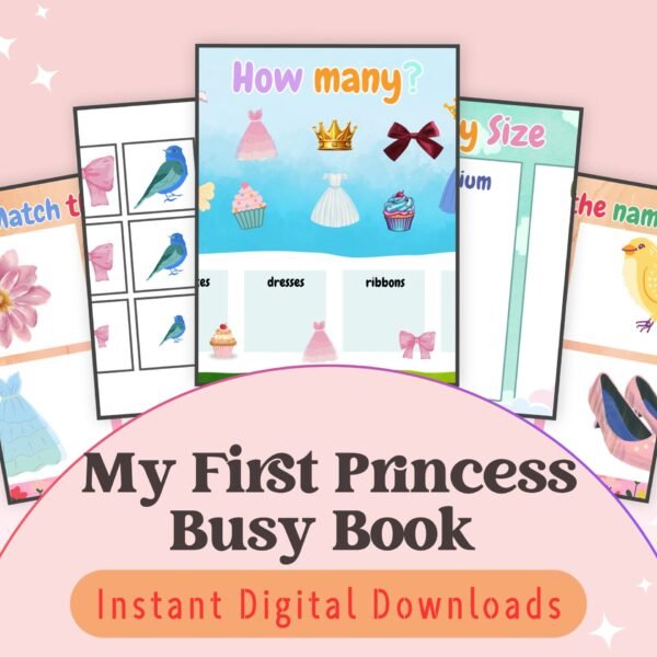 Inspire your child’s imagination and learning with the My First Princess Busy Book, featuring fun princess-themed activities like tracing, sorting, and drawing that build key skills. Best for ages 3 to 6 years.