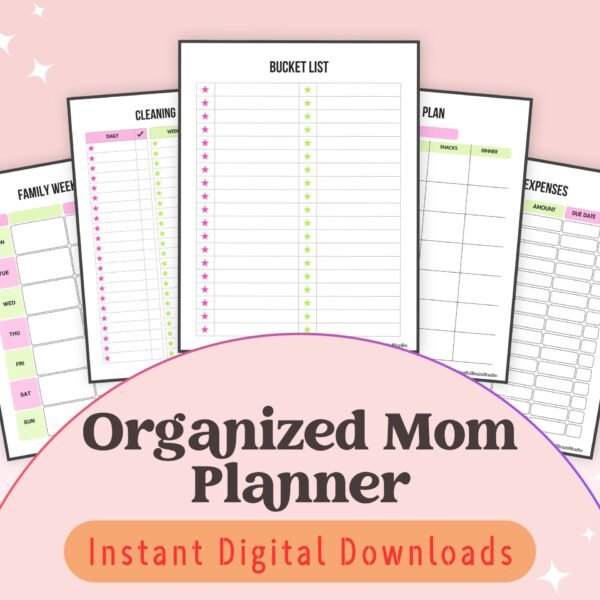 The Organized Mom Planner helps busy moms stay on top of daily tasks, meal plans, kids’ schedules, and more. Download today and stay organized!