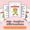 Boost your child’s confidence with 300+ positive affirmations! Perfect for ages 3-10, this set encourages self-love, resilience, and positivity in everyday life.