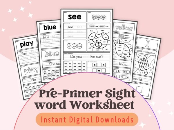 Help your child master pre-primer sight words with engaging worksheets! Activities include reading, writing, tracing, and sentence completion—perfect for ages 3-6.