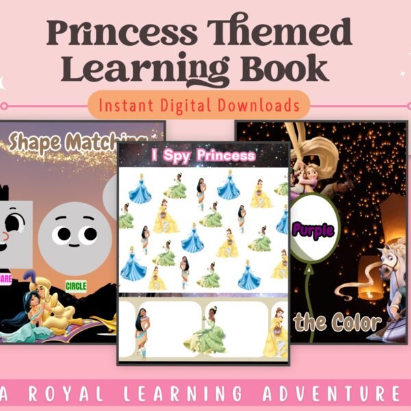 Let your child embark on a royal learning adventure with the Princess-Themed Learning Workbook, featuring fun tracing, matching, and problem-solving activities designed to develop early learning skills. Perfect for ages 3 to 6.