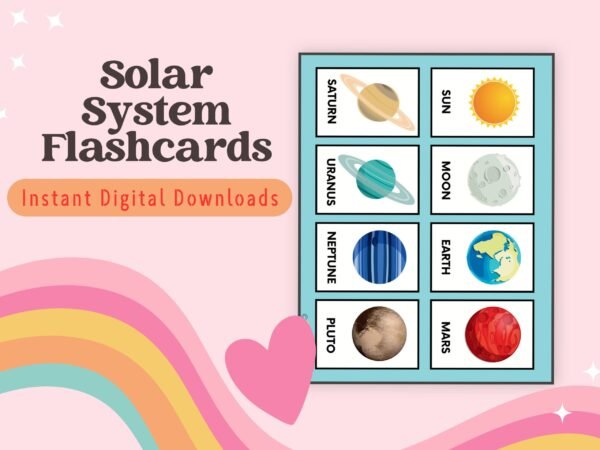 Blast off into space exploration! These flashcards introduce young astronomers aged 2-8 to the wonders of our solar system in a fun, interactive way.