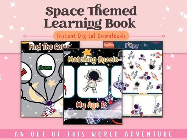 Blast off into a learning adventure with this Space-Themed Learning Workbook, featuring fun and educational activities like tracing, sorting, and matching that spark curiosity and build early skills. Ideal for aspiring astronauts aged 3 to 6.