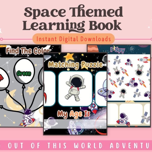 Blast off into a learning adventure with this Space-Themed Learning Workbook, featuring fun and educational activities like tracing, sorting, and matching that spark curiosity and build early skills. Ideal for aspiring astronauts aged 3 to 6.