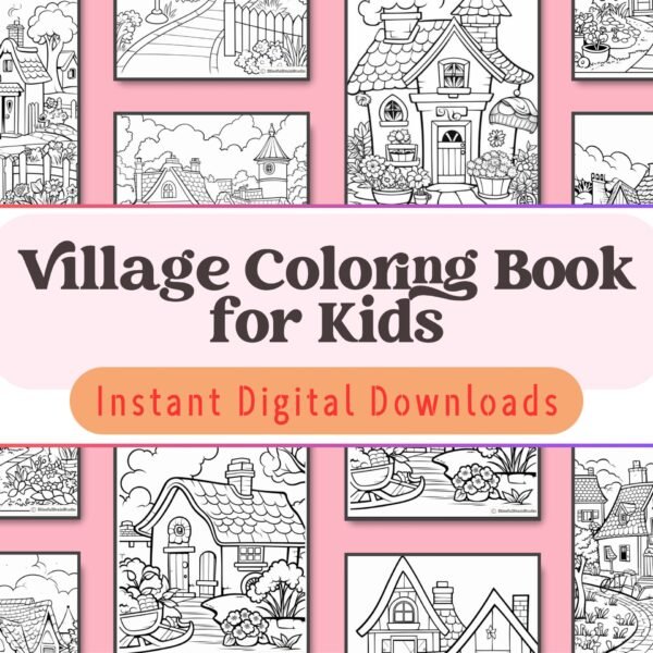 Let kids aged 4-8 explore the charm of village life with this delightful coloring book, packed with scenic adventures and fun details to color.